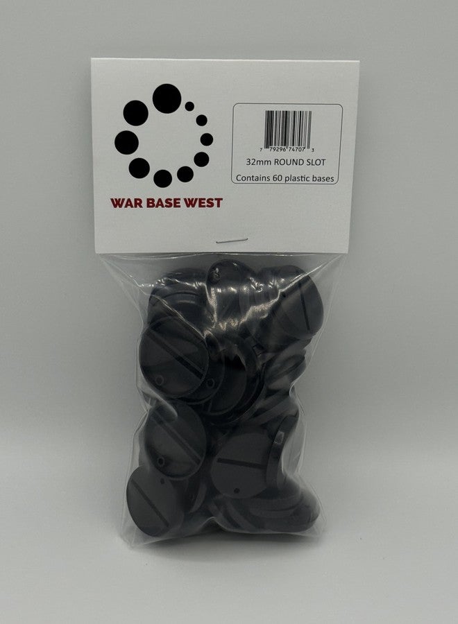 War Base West Lot of 60 32mm Round Slot Bases for Warhammer 40k + AoS Games Workshop Wargame Bitz - Image 1
